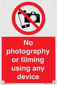 No photography or filming using any device